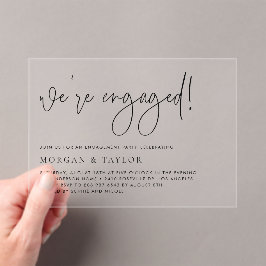 Black Minimalistisch Handwriting-Engagement-Partei Acryleinladungen