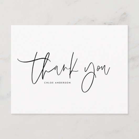 Black Minimalistisch Handwriting Script Vielen Dan Postkarte (Vorderseite)