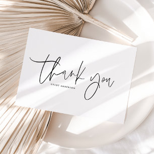 Black Minimalistisch Handwriting Script Vielen Dan Postkarte