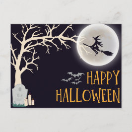 Black Minimalistisch Happy Halloween Postkarte
