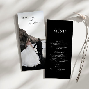 Black Minimalistisch Modern Foto Wedding Menu