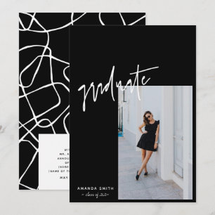 Black Minimalistisch Modern Script Foto Abschluss Ankündigung