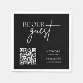 Black Minimalistisch Modern WiFi Password Wedding  Serviette (Vorderseite)
