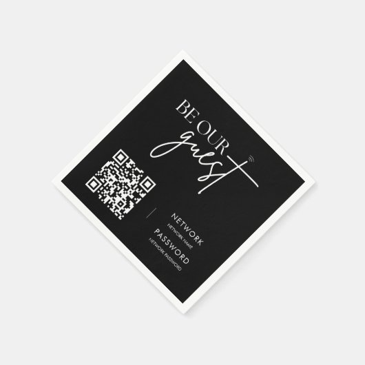 Black Minimalistisch Modern WiFi Password Wedding  Serviette (Ecke)