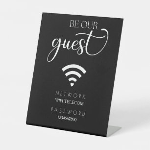 Black Minimalistisch Modern WiFi Password Wedding  Sockelschild