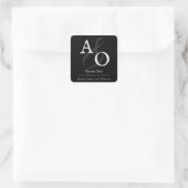 Black Minimalistisch Monogram Wedding Danke Quadratischer Aufkleber (Tasche)