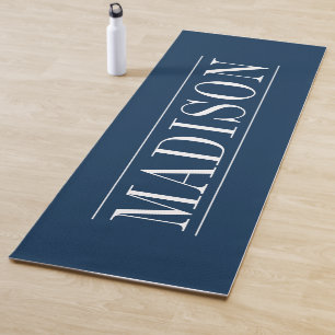 Black Minimalistisch Name Navy Blue Yoga Mat Yogamatte