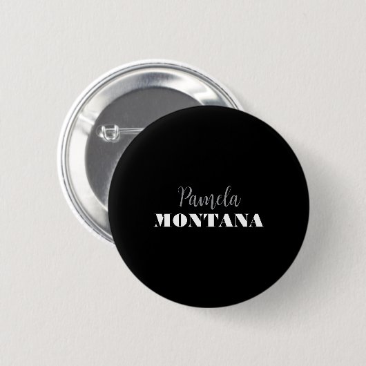 Black Minimalistisch Personal Modern Button (Vorne & Hinten)
