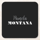 Black Minimalistisch Personal Modern Rechteckiger Pappuntersetzer (Vorderseite)