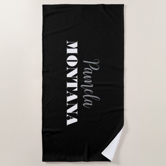 Black Minimalistisch Personal Modern Strandtuch (Vorderseite)