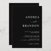 Black Minimalistisch QR Code UAWG All in One Weddi Einladung (Vorne/Hinten)