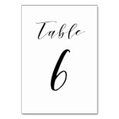 Black Minimalistisch Script Wedding Tischnummer (Vorderseite)