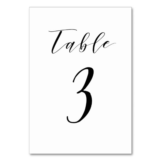 Black Minimalistisch Script Wedding Tischnummer (Rückseite)