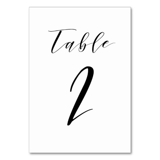 Black Minimalistisch Script Wedding Tischnummer (Vorderseite)