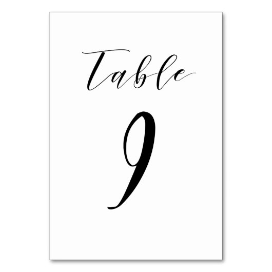 Black Minimalistisch Script Wedding Tischnummer (Rückseite)