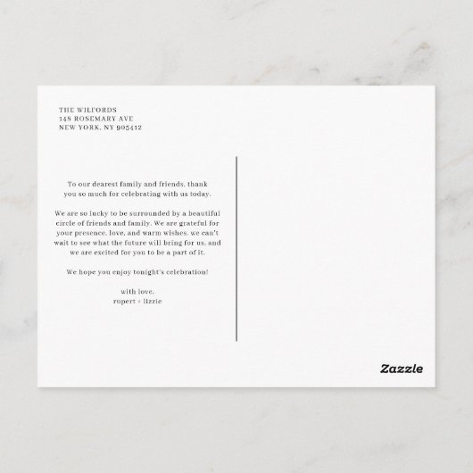 Black Minimalistisch Serif Script Typografie Viele Postkarte (Rückseite)