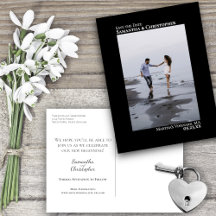 Black Minimalistisch Wedding Foto Save the Date