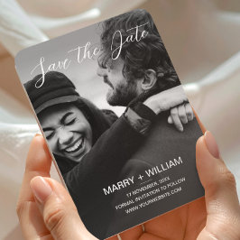 Black Minimalistisch Wedding Foto Save the Date Magnet