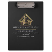 Black Minimalistisch Zuhause Gebäude Contractor Klemmbrett (Vorderseite)