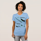 Black Mint Aqua Diagonal Lines Abstraktes Design T-Shirt (Vorne ganz)