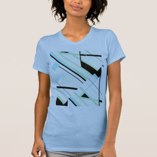 Black Mint Aqua Diagonal Lines Abstraktes Design T-Shirt