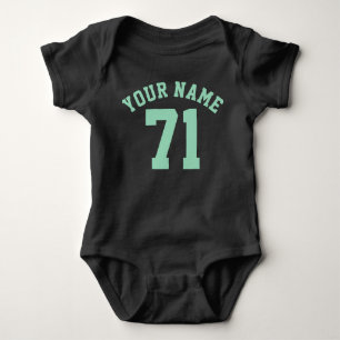 Black & Mint Green Baby Sports Jersey Design Strampler