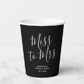Black Miss zu Mrs. Elegant Chic Brautparty Pappbecher (Rückseite)