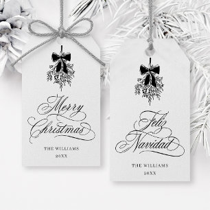 Black Mistletoe Frohe Weihnachten Feliz Navidad Geschenkanhänger