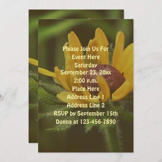 Black Mit Augen Susan Blume Einladung (Vorne/Hinten)