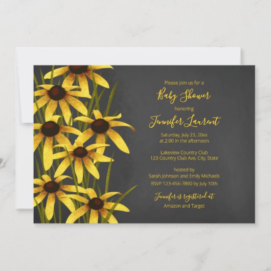 Black Mit Augen Susan Chalkboard Babydusche Einladung (Vorderseite)