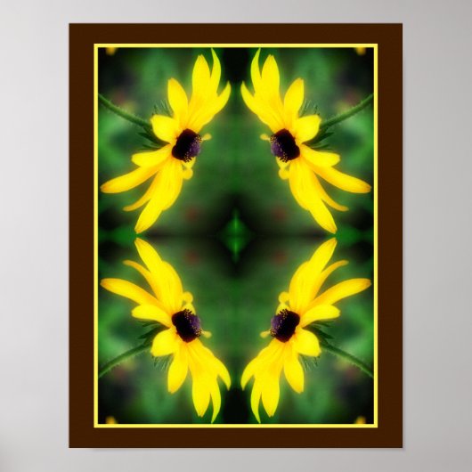 Black Mit Augen Susan Daisy Blume Mirror Abstrakt Poster (Vorne)