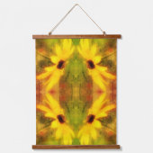 Black Mit Augen Susan Daisy Distressed Abstrakt Wandteppich Mit Holzrahmen (Vorderseite)