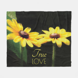 Black Mit Augen Susan Floral True Love Phrase Fleecedecke
