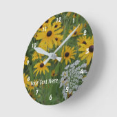 Black Mit Augen Susan und Queen Anne's Lace-Blume Runde Wanduhr (Winkel)