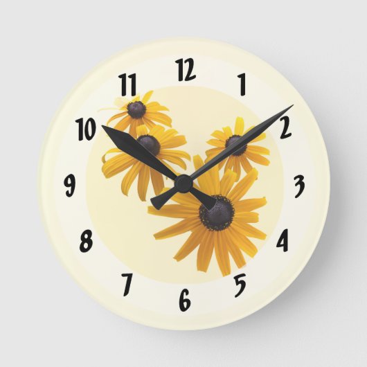 Black Mit Augen Susans Heart Runde Wanduhr (Vorderseite)