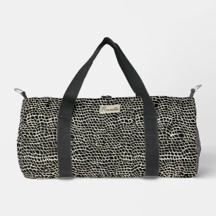 Black Mock Snakeskin Print Duffle Bag