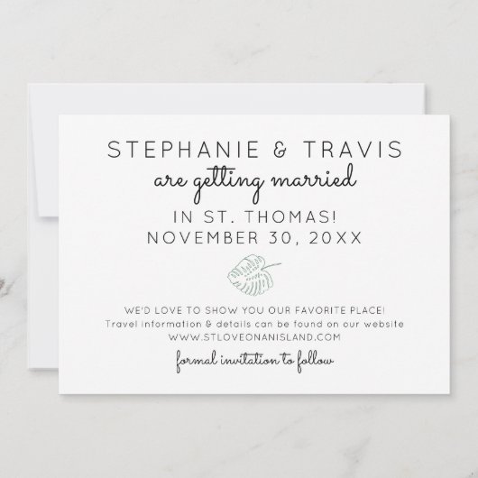 Black Mod Monstera Dark Moody Tropical Wedding Save The Date (Rückseite)
