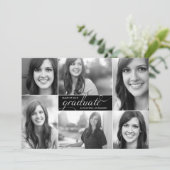 Black Modern 6 Foto Script Abschluss laden ein Einladung (Stehend Vorderseite)