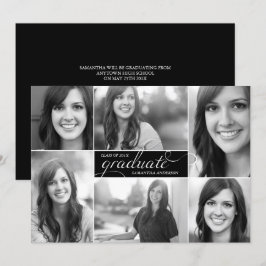 Black Modern 6 Foto Script Abschluss laden ein Einladung