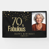 Black Modern 70 und fabelhaftes Birthday Foto Banner (Horizontal)