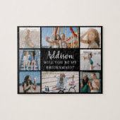 Black Modern 8 Foto Collage Bridesmaid Vorschlag Puzzle (Horizontal)