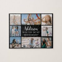 Black Modern 8 Foto Collage Bridesmaid Vorschlag