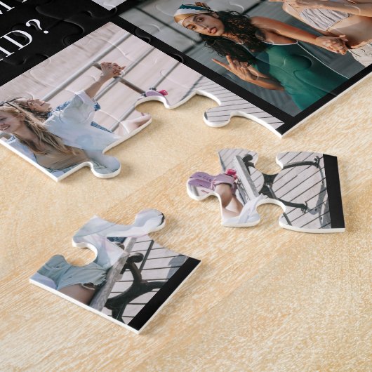 Black Modern 8 Foto Collage Bridesmaid Vorschlag Puzzle (Seite)