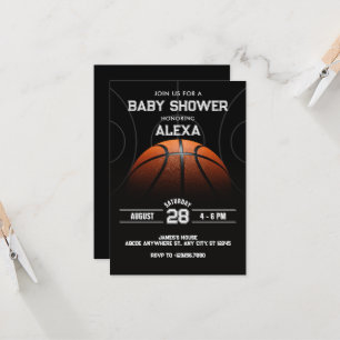 Black Modern Basketball Babydusche Einladung