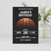 Black Modern Basketball Geburtstag Einladung (Stehend Vorderseite)