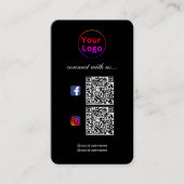 Black Modern Beruflich 2 QR CODE Visitenkarte (Vorderseite)