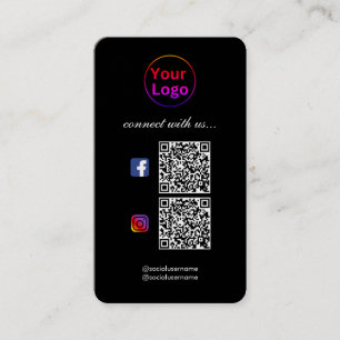 Black Modern Beruflich 2 QR CODE Visitenkarte