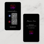 Black Modern Beruflich 2 QR CODE Visitenkarte (Vorne/Hinten)