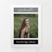 Black Modern Block 5-Foto-Abschluss Dreifach Gefaltete Einladung (Cover)