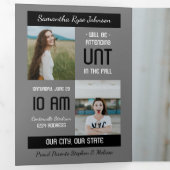 Black Modern Block 5-Foto-Abschluss Dreifach Gefaltete Einladung (Innen Erste Seite)